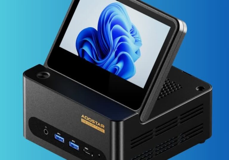 This palm-sized mini PC features a flip-up display with serious Game Boy SP vibes