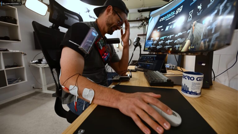 Between pained cries, the YouTuber who made this ‘neuromuscular aim assist’ that shocks his muscles for fast Counter-Strike 2 reactions insists it’s ‘not cheats’
